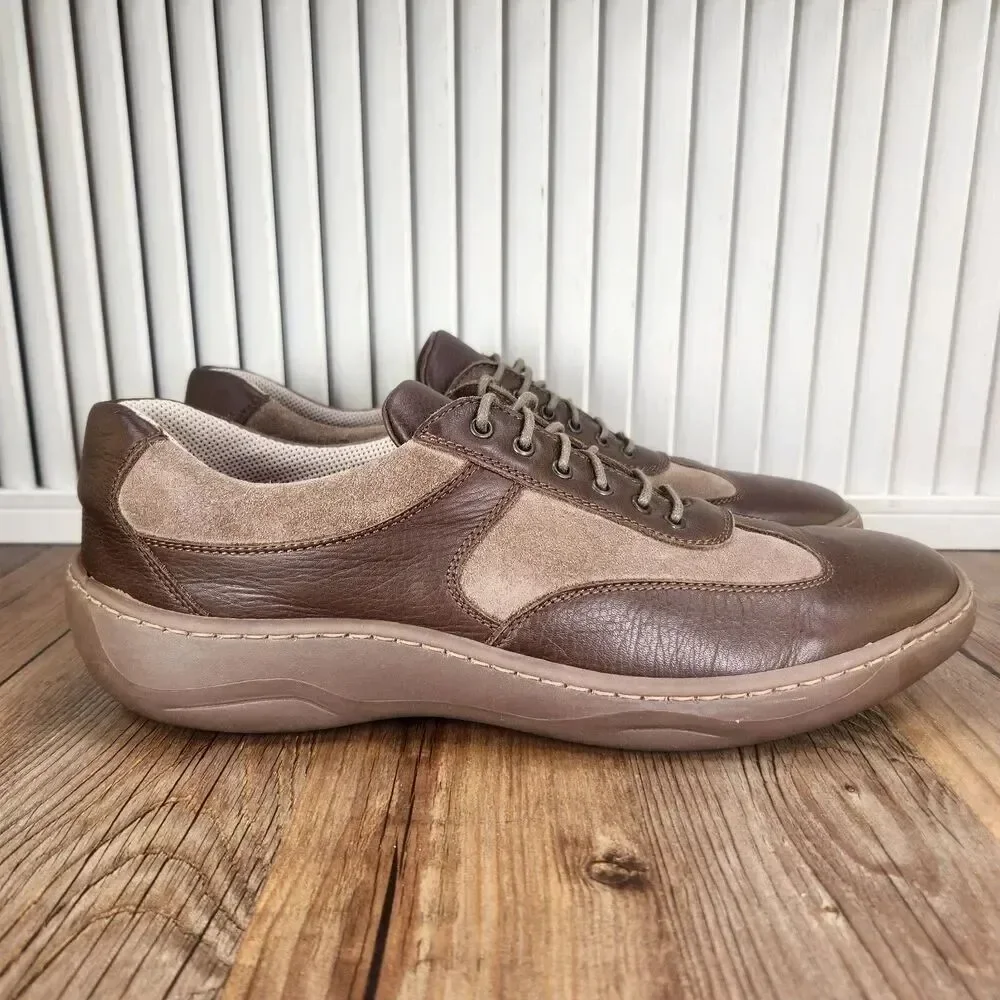 E.T. Wright Lace Up Oxfords Mens 10 B Two Tone Brown Leather Made In Italy Shoes